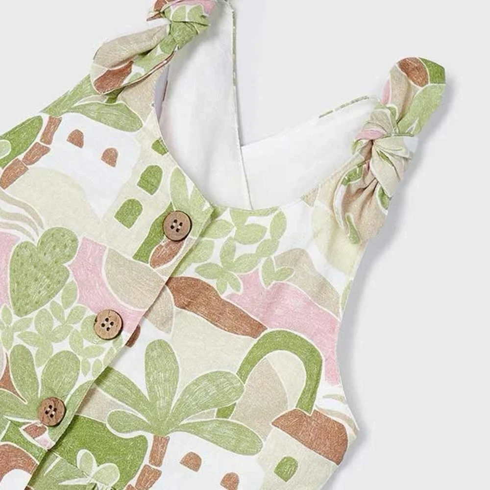 Mayoral Resort Pink & Green Tropical Printed Dress